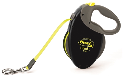 Flexi Rollijn Giant Tape Neon Zwart / Geel L 8 Mtr