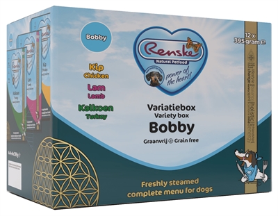 Renske Vers Vlees Variatiebox Bobby Graanvrij Kip/Lam/Kalkoen 12X395 GR