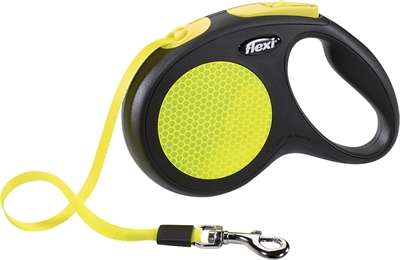 Flexi Rollijn New Classic Neon Tape Zwart / Geel M 5 Mtr