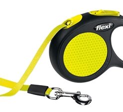 Flexi Rollijn New Classic Neon Tape Zwart / Geel L 5 Mtr