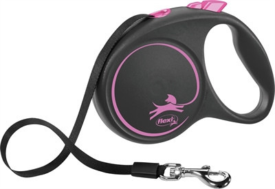 Flexi Rollijn Black Design Tape Roze L 5 Mtr Tot 50 KG