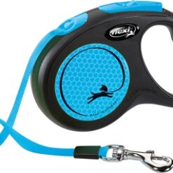 Flexi Rollijn New Classic Neon Tape Zwart / Blauw S 5 Mtr Tot 15 KG