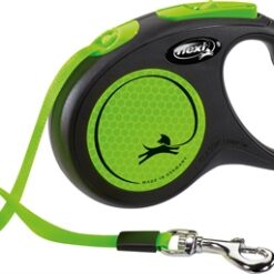 Flexi Rollijn New Classic Neon Tape Zwart / Groen S 5 Mtr Tot 15 KG