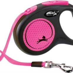 Flexi Rollijn New Classic Neon Tape Zwart / Roze S 5 Mtr Tot 15 KG