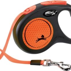 Flexi Rollijn New Classic Neon Tape Zwart / Oranje S 5 Mtr Tot 15 KG