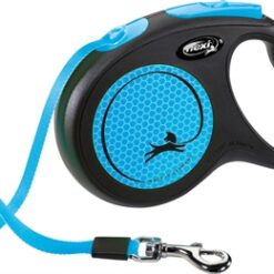 Flexi Rollijn New Classic Neon Tape Zwart / Blauw M 5 Mtr Tot 25 KG