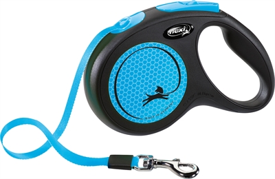 Flexi Rollijn New Classic Neon Tape Zwart / Blauw M 5 Mtr Tot 25 KG