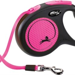 Flexi Rollijn New Classic Neon Tape Zwart / Roze M 5 Mtr Tot 25 KG