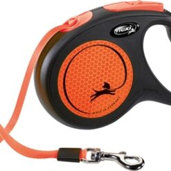 Flexi Rollijn New Classic Neon Tape Zwart / Oranje M 5 Mtr Tot 25 KG