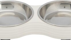 Trixie Voerbak Kat Dubbel Melamine / Rvs Wit 2X200 ML 27X14X3 CM