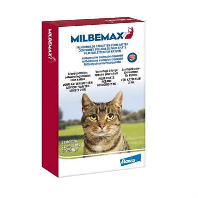 Milbemax Tablet Ontworming Kat 2-8KG 2Tbl 2-8 KG 2 Tbl