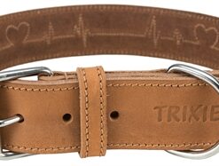 Trixie Halsband Hond Rustic Vetleer Heartbeat Bruin 55-65X4 CM