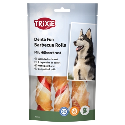 Trixie Denta Fun Barbecue Chicken Chewing Rolls 12 CM 3 St 105 GR