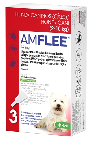Krka Amflee Spot On Hond 2-10 KG 67 MG 3 Pip