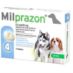 Krka Milprazon Ontwormingstabletten Hond >0,5 KG 2,5 MG/25 MG 4 Tbl