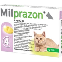 Krka Milprazon Ontwormingstabletten Kat >0,5 KG 4 MG/10 MG 4 Tbl