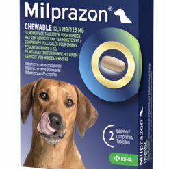 Krka Milprazon Kauwtabletten Ontwormingstabletten Hond >5 KG 12,5 MG/125 MG 2 Tbl