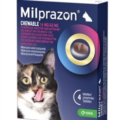 Zzzkrka Milprazon Kauwtabletten Ontwormingstabletten Kat >2 KG 16 MG/40 MG 4 Tbl