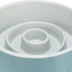 Trixie Voerbak Slowfeeding Keramiek Grijs / Blauw 17X17 CM 900 ML