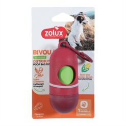 Zolux Bvk Poepzakhouder + 15 Poepzakjes Rood 4X4X14 CM
