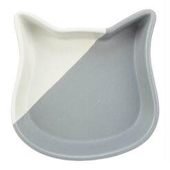 Trixie Voerbak Kat Kattenkop Keramiek Grijs / Wit 13 CM 200 ML