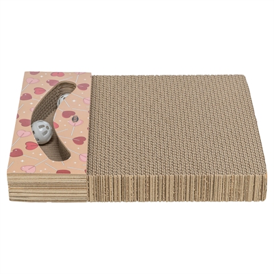 Trixie Krabplank Hartjes Met Ballen Rechthoekig Karton Abrikoos 38X30X5 CM