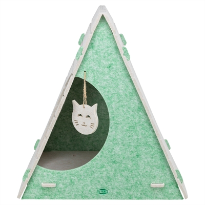 Trixie Kattenmand Speelbox Lucy Driehoekig Vilt Zand / Groen 46X38X50 CM