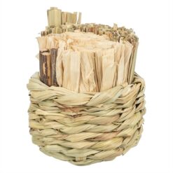 Trixie Mand Gras Met Hooi / Maisbladeren / Houten Stokjes 9X9X9 CM