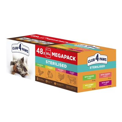 Club 4 Paws Premium Adult Sterilised Megapack 48X80 GR